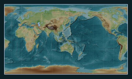 Foto de Placa tectónica del Mar de Filipinas en el mapa de elevación de estilo Wiki en la proyección cilíndrica Patterson centrada meridionalmente. - Imagen libre de derechos