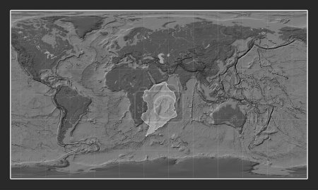 Téléchargez les photos : Plaque tectonique somalienne sur la carte d'élévation bilevel dans la projection cylindrique Patterson centrée méridionale. - en image libre de droit