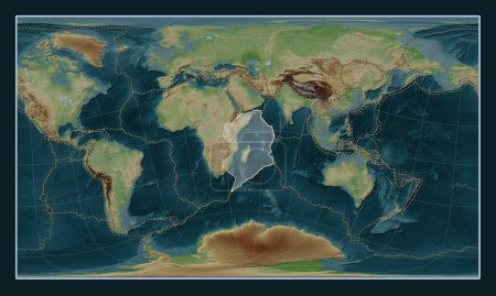 Téléchargez les photos : Plaque tectonique somalienne sur la carte d'élévation de style Wiki dans la projection oblique cylindrique de Patterson centrée méridionale et latitudinale. Limites des autres plaques - en image libre de droit