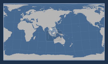 Téléchargez les photos : Plaque tectonique Sunda sur la carte de contour solide dans la projection oblique cylindrique Patterson centrée méridionale et latitudinale. - en image libre de droit