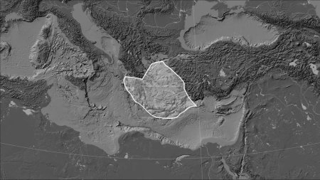 Téléchargez les photos : Forme de la plaque tectonique de la mer Égée sur la carte de l'élévation bilevel dans la projection cylindrique (oblique) de Patterson - en image libre de droit