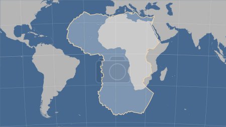 Téléchargez les photos : Forme de la plaque tectonique africaine sur la carte de contour solide dans la projection cylindrique (oblique) Patterson - en image libre de droit