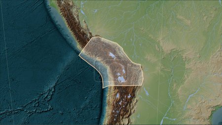 Téléchargez les photos : Forme de la plaque tectonique altiplano sur la carte d'élévation de style Wiki dans la projection cylindrique (oblique) Patterson - en image libre de droit