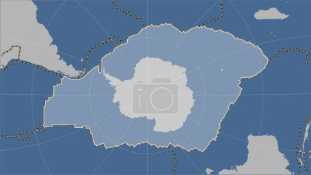 Téléchargez les photos : Plaque tectonique antarctique et limites des plaques adjacentes sur la carte des contours solides dans la projection cylindrique (oblique) Patterson - en image libre de droit