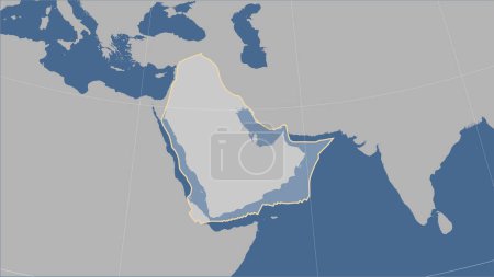 Téléchargez les photos : Forme de la plaque tectonique arabe sur la carte de contour solide dans la projection cylindrique (oblique) Patterson - en image libre de droit