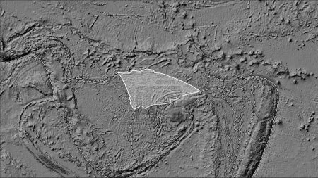 Téléchargez les photos : Plaque tectonique du récif Balmoral et limites des plaques adjacentes sur la carte d'élévation à bille dans la projection cylindrique (oblique) Patterson - en image libre de droit