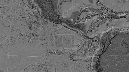Téléchargez les photos : Limites des plaques tectoniques adjacentes à la plaque tectonique de Cocos sur la carte d'élévation bilevel dans la projection cylindrique (oblique) Patterson - en image libre de droit