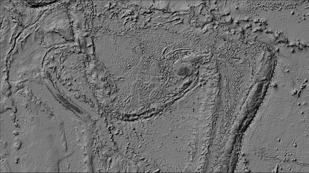 Téléchargez les photos : Limites des plaques tectoniques adjacentes à la plaque tectonique du récif Conway sur la carte d'élévation bilevel dans la projection cylindrique (oblique) Patterson - en image libre de droit