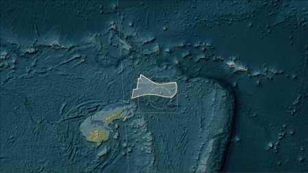 Téléchargez les photos : Forme de la plaque tectonique Futuna sur la carte d'élévation de style Wiki dans la projection cylindrique (oblique) Patterson - en image libre de droit