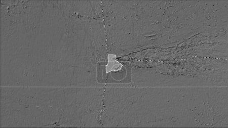 Téléchargez les photos : Emplacements des tremblements de terre à proximité de la plaque tectonique des Galapagos plus grande que la magnitude 6,5 enregistrée depuis le début du 17ème siècle sur la carte de l'altitude en niveaux de gris dans la projection cylindrique (oblique) Patterson - en image libre de droit