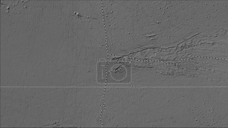 Foto de Placa tectónica de Galápagos y los límites de las placas adyacentes en el mapa de elevación a escala de grises en la proyección cilíndrica (oblicua) de Patterson - Imagen libre de derechos