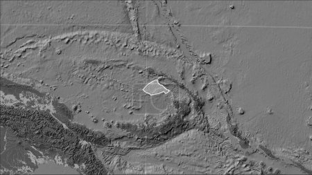 Téléchargez les photos : Forme de la plaque tectonique Manus sur la carte d'élévation bilevel dans la projection cylindrique (oblique) Patterson - en image libre de droit