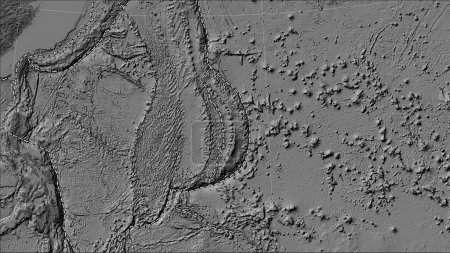 Téléchargez les photos : Plaque tectonique Mariana et limites des plaques adjacentes sur la carte de l'élévation bilevel dans la projection cylindrique (oblique) Patterson - en image libre de droit