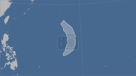 Téléchargez les photos : Forme de la plaque tectonique Mariana sur la carte de contour solide dans la projection cylindrique (oblique) Patterson - en image libre de droit