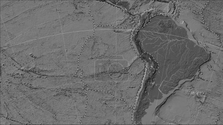 Téléchargez les photos : Plaque tectonique Nazca et limites des plaques adjacentes sur la carte de l'élévation du niveau de la bille dans la projection cylindrique (oblique) Patterson - en image libre de droit