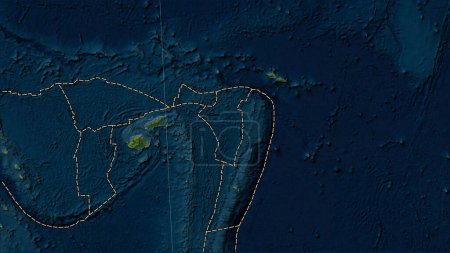 Téléchargez les photos : Plaque tectonique Niuafo'ou et limites des plaques adjacentes sur la carte satellite Blue Marble dans la projection cylindrique (oblique) Patterson - en image libre de droit