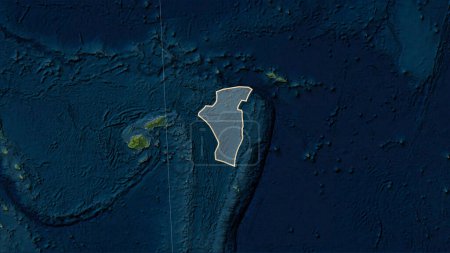 Photo for Shape of the Niuafo'ou tectonic plate on the Blue Marble satellite map in the Patterson Cylindrical (oblique) projection - Royalty Free Image