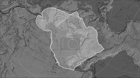 Téléchargez les photos : Forme de la plaque tectonique nord-américaine sur la carte d'élévation bilevel dans la projection cylindrique (oblique) Patterson - en image libre de droit