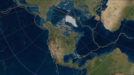Téléchargez les photos : Plaque tectonique nord-américaine et limites des plaques adjacentes sur la carte satellite Blue Marble dans la projection cylindrique (oblique) Patterson - en image libre de droit