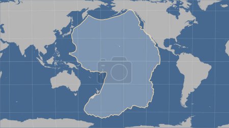 Téléchargez les photos : Forme de la plaque tectonique du Pacifique sur la carte de contour solide dans la projection cylindrique (oblique) Patterson - en image libre de droit