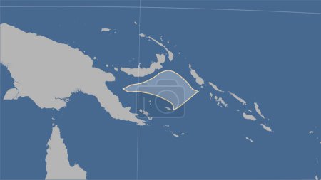Téléchargez les photos : Forme de la plaque tectonique de la mer Salomon sur la carte de contour solide dans la projection cylindrique (oblique) Patterson - en image libre de droit