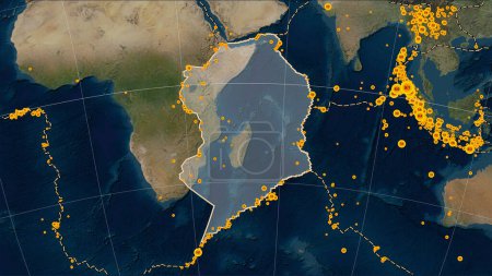 Téléchargez les photos : Limites des plaques tectoniques adjacentes à la plaque tectonique somalienne sur la carte satellite Blue Marble dans la projection cylindrique (oblique) Patterson - en image libre de droit