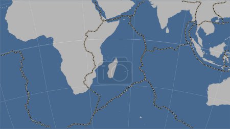 Téléchargez les photos : Plaque tectonique somalienne et limites des plaques adjacentes sur la carte des contours solides dans la projection cylindrique (oblique) Patterson - en image libre de droit