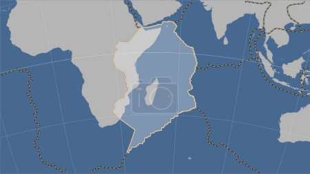 Téléchargez les photos : Distribution of known volcanoes around the Somalian tectonic plate on the solid contour map in the Patterson Cylindrical (oblique) projection - en image libre de droit