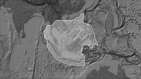 Téléchargez les photos : Forme de la plaque tectonique de la Sunda sur la carte de l'élévation bilevel dans la projection cylindrique (oblique) Patterson - en image libre de droit