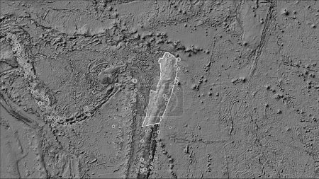 Téléchargez les photos : Limites des plaques tectoniques adjacentes à la plaque tectonique Tonga sur la carte d'élévation bilevel dans la projection cylindrique (oblique) Patterson - en image libre de droit