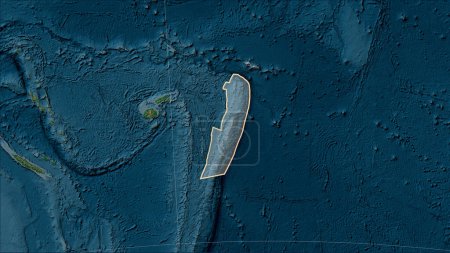 Téléchargez les photos : Forme de la plaque tectonique Tonga sur la carte physique de l'altitude dans la projection cylindrique (oblique) Patterson - en image libre de droit