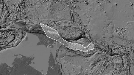 Téléchargez les photos : Forme de la plaque tectonique de la Sturnelle des bois sur la carte de l'élévation du niveau de la bille dans la projection cylindrique (oblique) Patterson - en image libre de droit