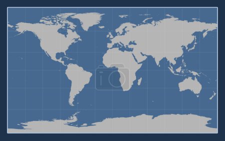 Téléchargez les photos : Carte de contour solide du monde dans la projection Compact Miller centrée sur le méridien principal - en image libre de droit