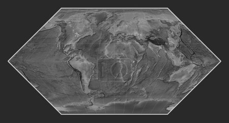 Foto de Mapa de elevación de escala de grises en el Eckert I centrado en el meridiano principal - Imagen libre de derechos