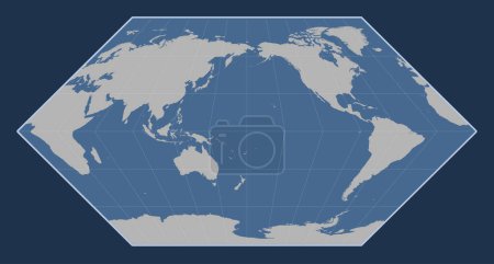 Téléchargez les photos : Carte de contour solide du monde dans la projection Eckert I centrée sur la ligne de date - en image libre de droit