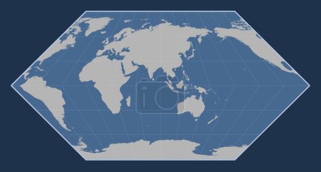 Téléchargez les photos : Carte des contours solides du monde dans la projection d'Eckert I centrée sur la 90e longitude est du méridien - en image libre de droit