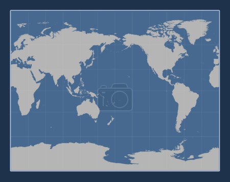 Foto de Mapa de contorno sólido del mundo en la Gall Proyección estereográfica centrada en la línea de fecha - Imagen libre de derechos