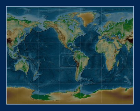 Foto de Mapa de elevación física del mundo en la Gall Proyección estereográfica centrada en la longitud del meridiano 90 oeste - Imagen libre de derechos
