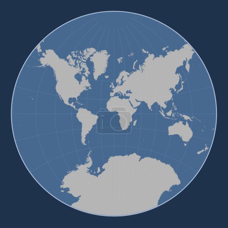 Téléchargez les photos : Carte de contour solide du monde dans la projection Lagrange centrée sur le méridien principal - en image libre de droit