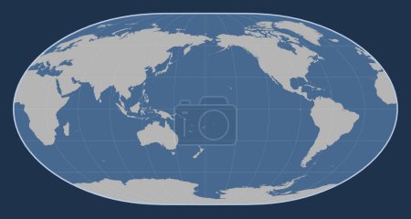 Téléchargez les photos : Carte des contours solides du monde dans la projection de Loximuthal centrée sur la ligne de date - en image libre de droit
