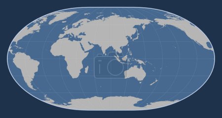 Téléchargez les photos : Carte des contours solides du monde dans la projection de Loximuthal centrée sur la 90e longitude est du méridien - en image libre de droit