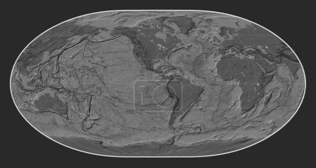 Photo for World bilevel elevation map in the Loximuthal projection centered on the 90th meridian west longitude - Royalty Free Image