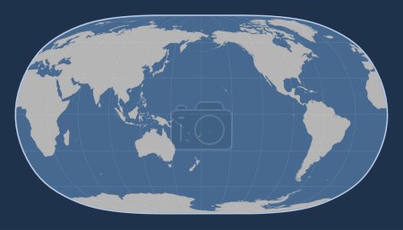 Foto de Mapa de contorno sólido mundial en la proyección de la Tierra Natural II centrado en la línea de fecha - Imagen libre de derechos