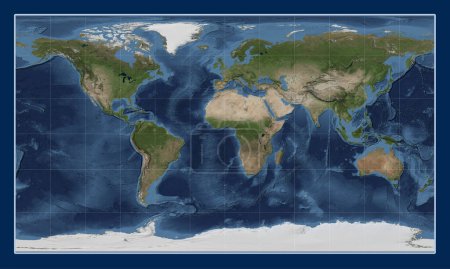 Foto de Mapa satélite de mármol azul del mundo en la proyección cilíndrica Patterson centrado en el meridiano principal - Imagen libre de derechos