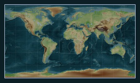 Foto de Mapa de elevación de estilo wiki mundial en la proyección cilíndrica Patterson centrada en el meridiano primario - Imagen libre de derechos