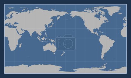 Téléchargez les photos : Carte de contour solide du monde dans la projection cylindrique Patterson centrée sur la ligne de date - en image libre de droit