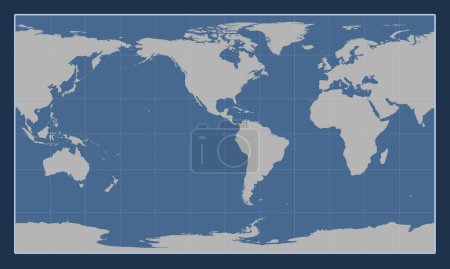 Téléchargez les photos : Carte des contours solides du monde dans la projection cylindrique Patterson centrée sur la 90e longitude méridienne ouest - en image libre de droit