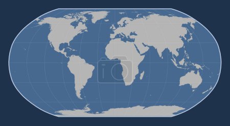 Téléchargez les photos : Carte de contour solide du monde dans la projection Robinson centrée sur le méridien principal - en image libre de droit