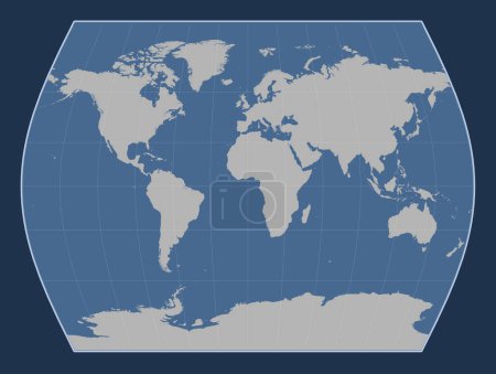 Foto de Mapa de contorno sólido mundial en la proyección Times centrado en el meridiano primario - Imagen libre de derechos