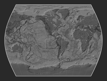 Téléchargez les photos : Carte de l'élévation du niveau mondial dans la projection du Times centrée sur la 90e longitude ouest du méridien - en image libre de droit